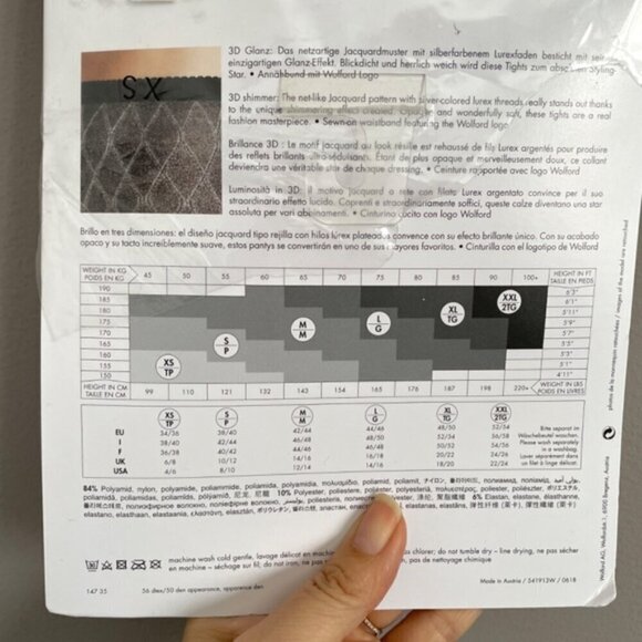 Wolford Black Silver Crystal Blaze Tights Pantyhose - XS, BNIP - Picture 5 of 6